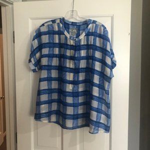 Mauve Royal Blue Plaid Blouse from Anthropology